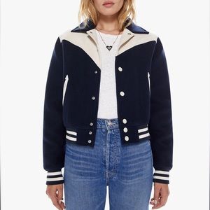 Mother, The Western Varsity Bomber Jacket, Color: Cool Your Jets, Size: XS